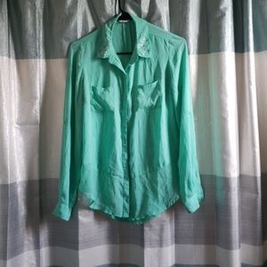 Teal Long Sleeve Blouse